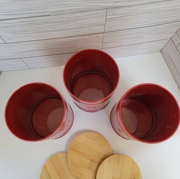 Tea Coffee Sugar Metal Canister Set with Bamboo Lids by Rayware Group NWT - Picture 10 of 10